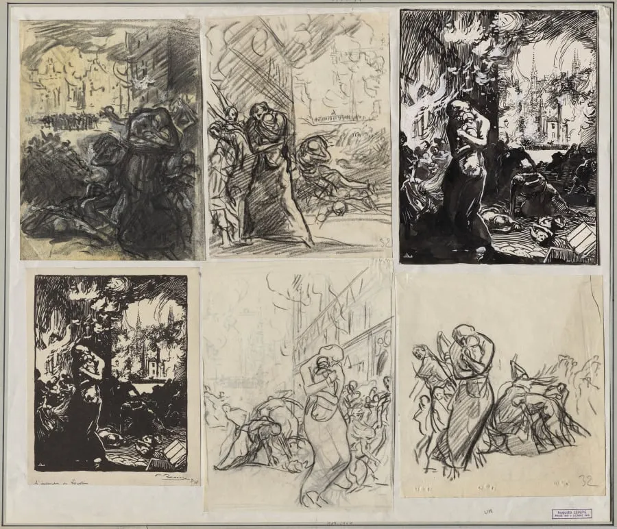 L'Incendie de Louvain, by Auguste Louis Lepère, 1914