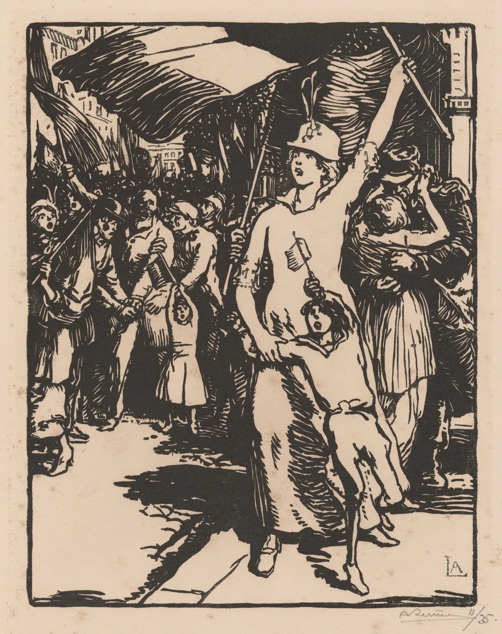 La Guerre est déclarée (War is Declared), by Auguste Louis Lepère, ink, 1915