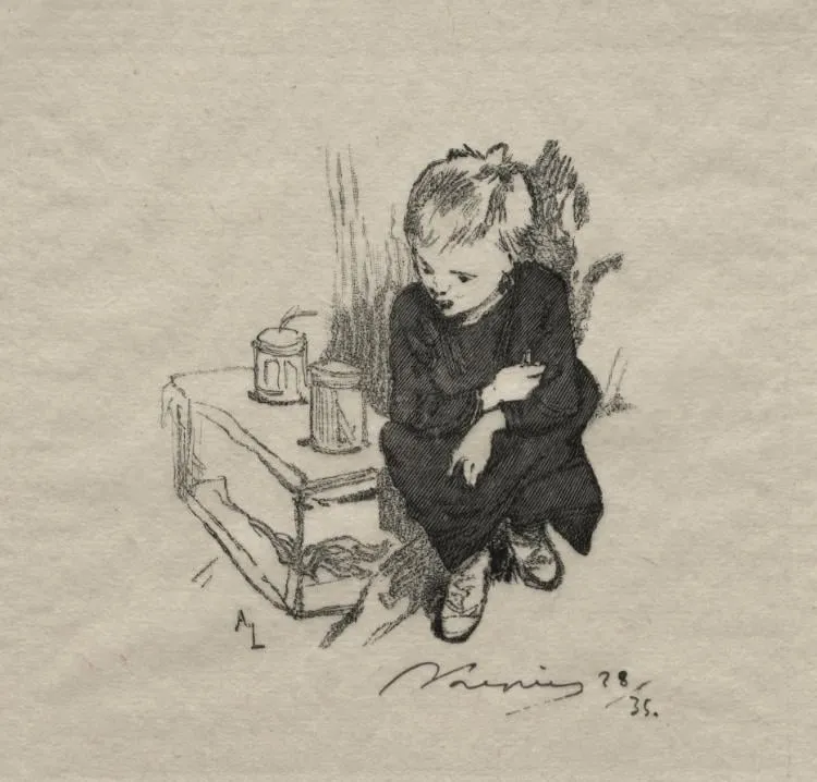 Le gamin a l'orset, by Auguste Louis Lepère, 1889