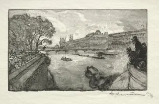 Le Louvre, vu du Pont Neuf, by Auguste Louis Lepère