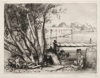 Le Pont de Poissy, by Auguste Louis Lepère