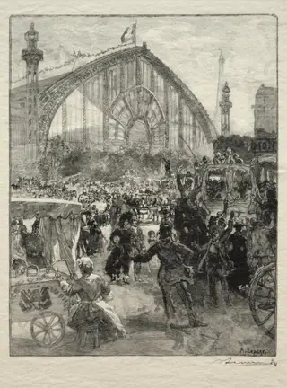 Leaving the 1889 Exhibition, by Auguste Louis Lepère