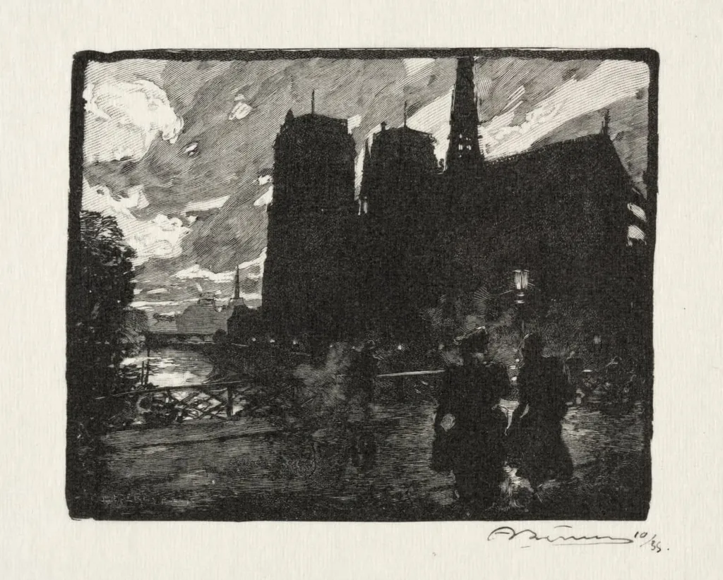 Notre Dame, le Soir, by Auguste Louis Lepère, 1890