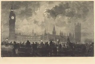 Parliament at 9 o'Clock in the Evening - London (Le parlement a 9 heures du soir - Londres), by Auguste Louis Lepère