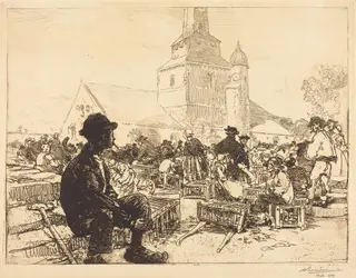 Poultry Market at St.-Jean-de-Mont (Marche a la volaille, a St.-Jean-de-Mont), by Auguste Louis Lepère