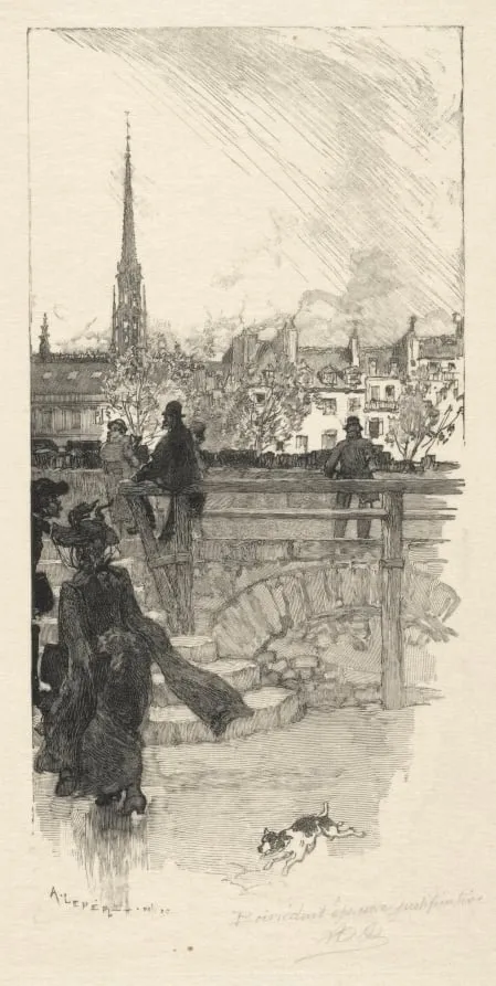 Quai des Grands Augustins, Paris, by Auguste Louis Lepère, 1886