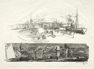 Rouen Illustré:  Les Nouveaux Quais-L'Ile La Croix, by Auguste Louis Lepère
