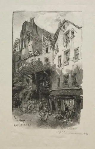 Rue Galande, by Auguste Louis Lepère