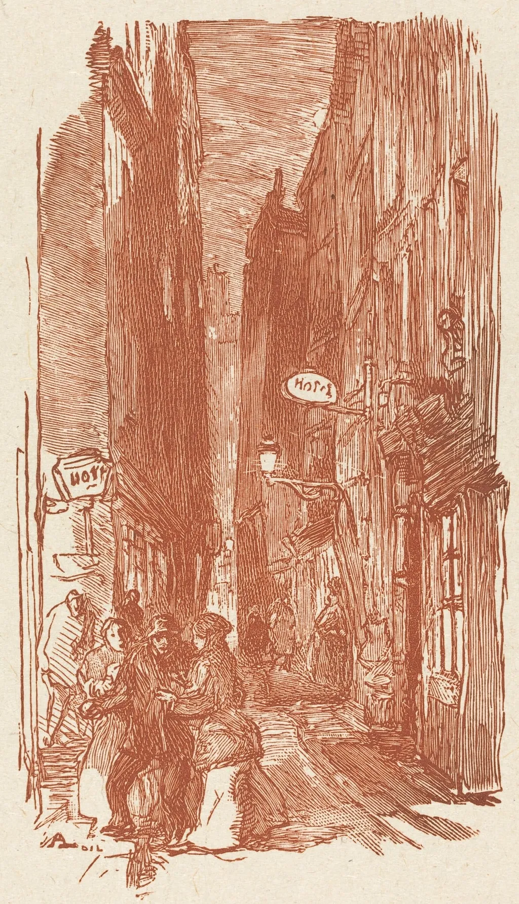 Rue Saint-Severin, by Auguste Louis Lepère, ink, 1901