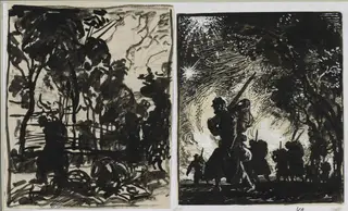 Scène nocturne; patrouille à la lisière d'un bois, by Auguste Louis Lepère