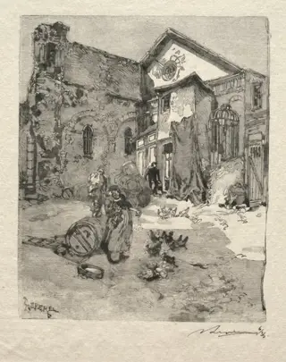 St. Julien le Pauvre: Le Portail, by Auguste Louis Lepère