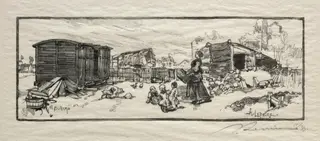 The Carriage House (Le wagon-logement), by Auguste Louis Lepère, 1886