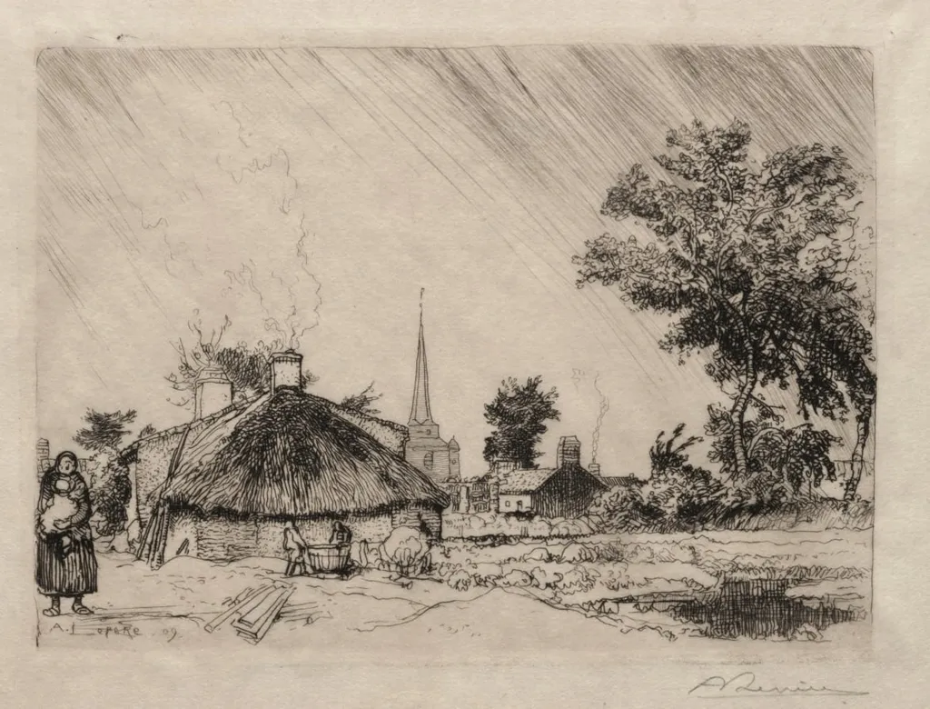 The Shower: St. Jean-de-Monte, by Auguste Louis Lepère, 1909