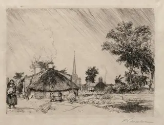 The Shower:  St. Jean-de-Monte, by Auguste Louis Lepère