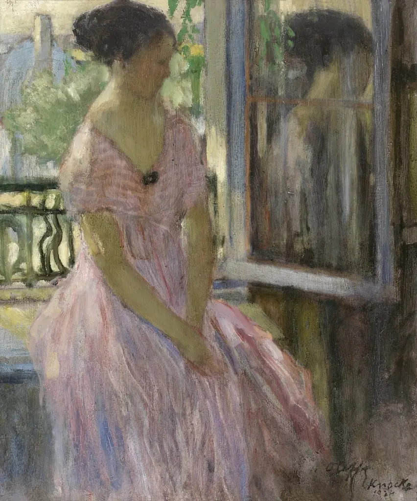 Woman at the Window, by Auguste Oleffe