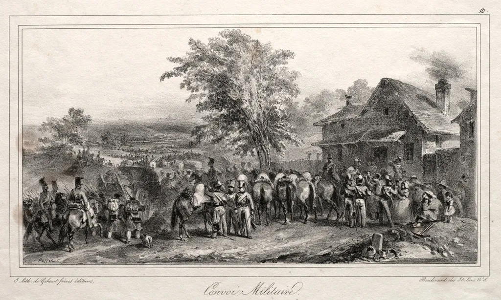 Album pour 1831: Convoi militaire, by Auguste Raffet, 1831