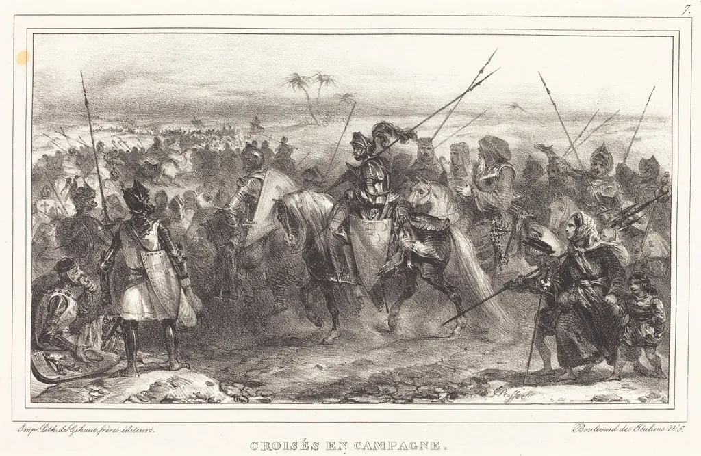 Croisés en Campagne, by Auguste Raffet, ink, 1832