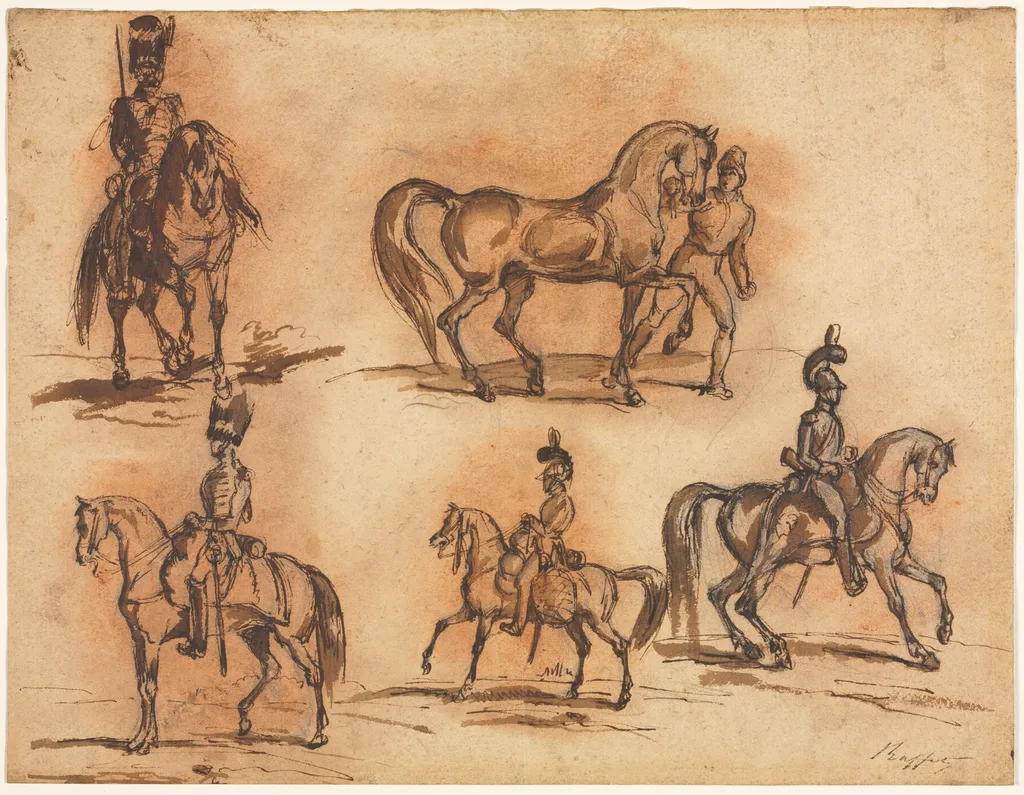 Five Equestrian Studies: Cavalrymen, by Auguste Raffet, 1832