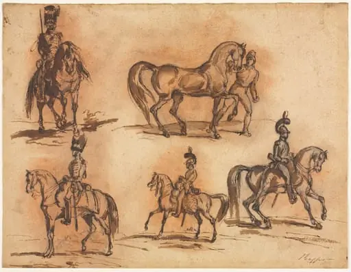 Five Equestrian Studies: Cavalrymen, by Auguste Raffet