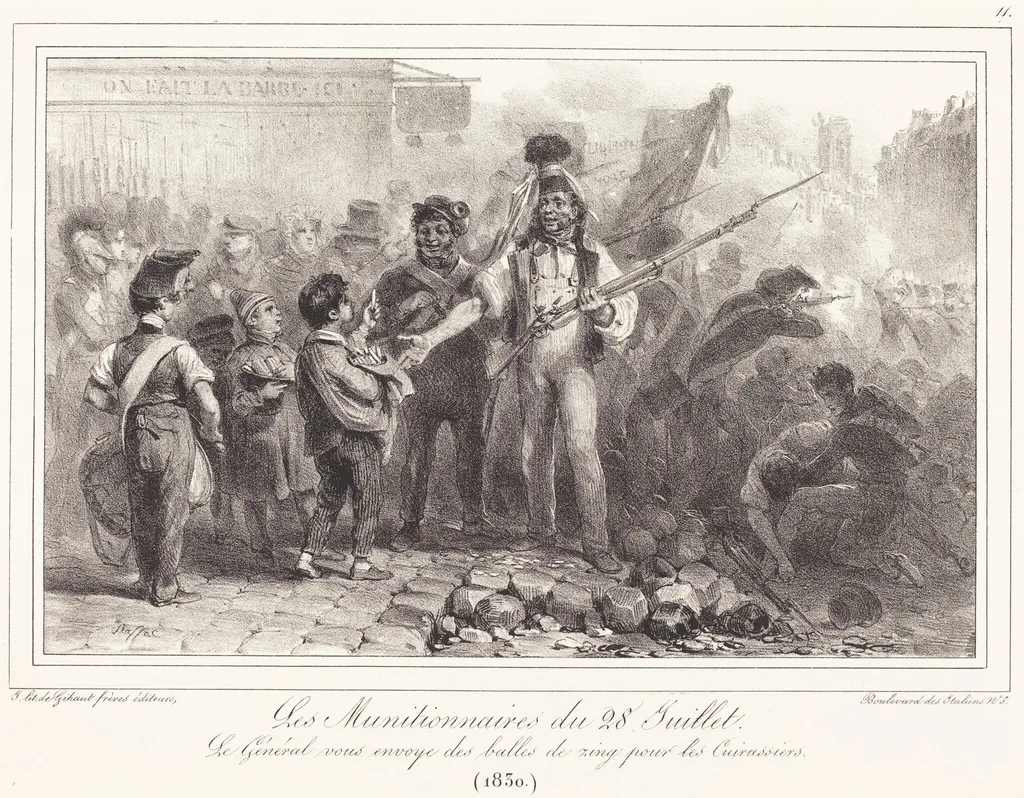Les Munitionaires du 28 Juillet, by Auguste Raffet, ink, 1830