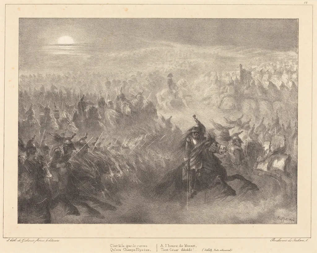Nocturnal Review, by Auguste Raffet, ink, 1836