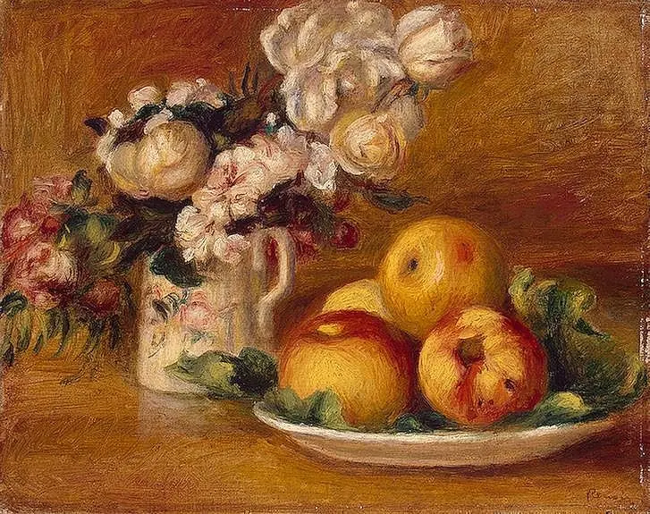 Apples and Flowers, by Auguste Renoir