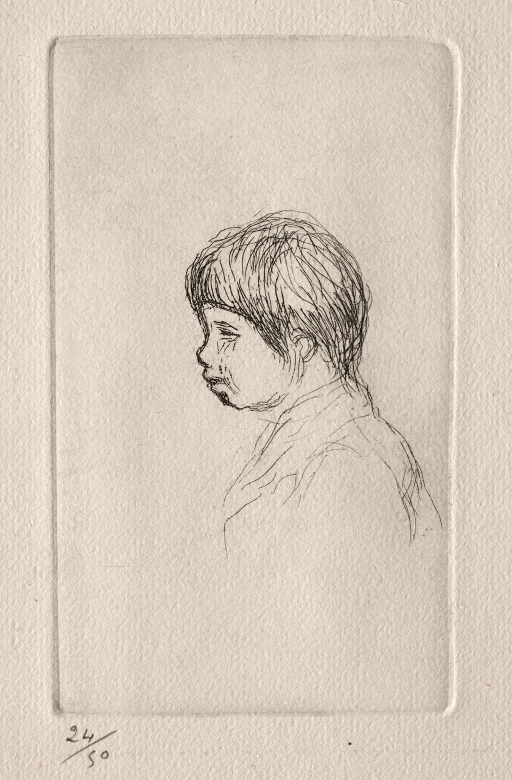 Claude Renoir, the Artist's Son, in Profile, by Auguste Renoir, 1908