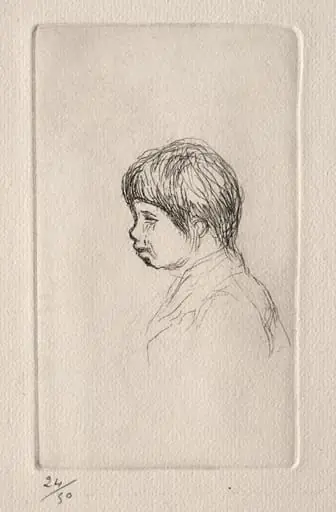 Claude Renoir, the Artist's Son, in Profile, by Auguste Renoir