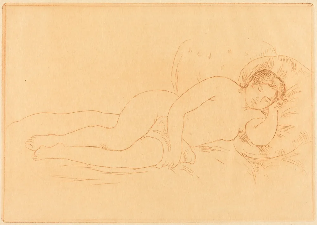 Female Nude Reclining (Femme nue couchee), by Auguste Renoir, ink, 1906