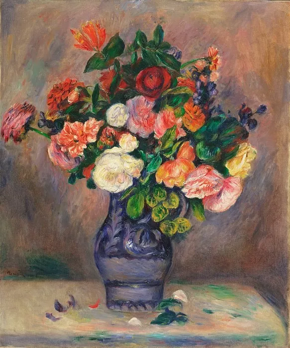 Flowers in a Vase, by Auguste Renoir, oil, 1890