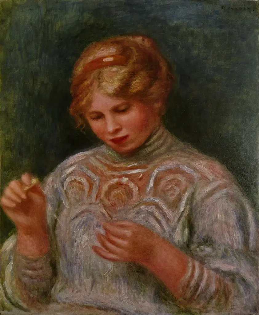 Girl Tatting, by Auguste Renoir