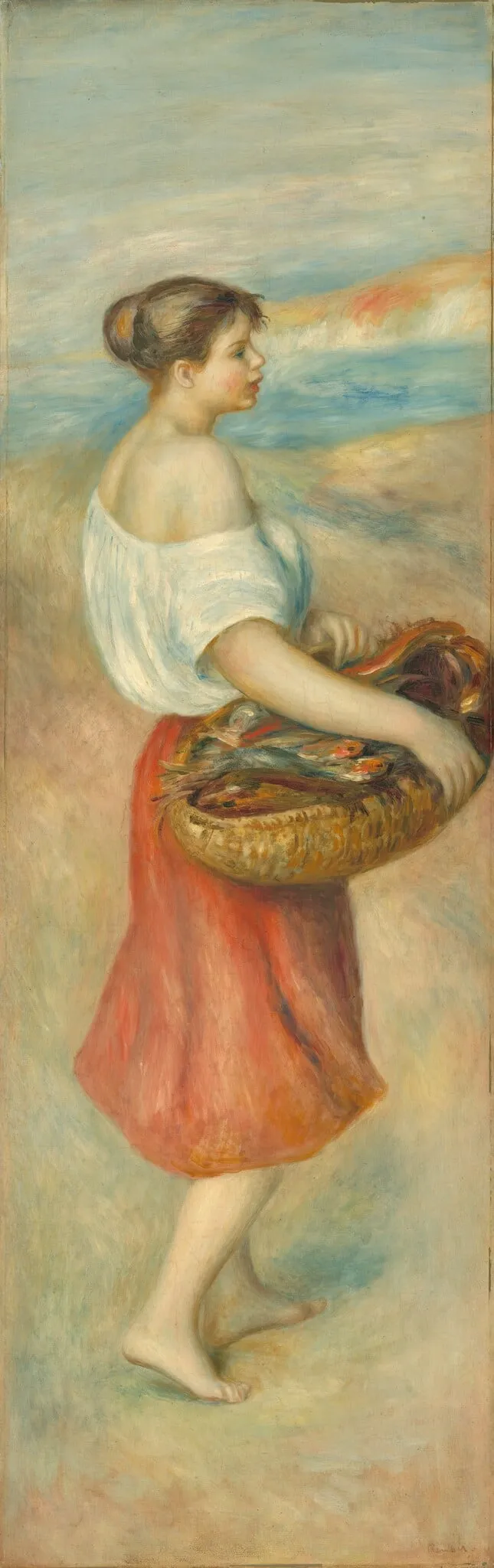 Girl with a Basket of Fish, by Auguste Renoir, oil, 1889
