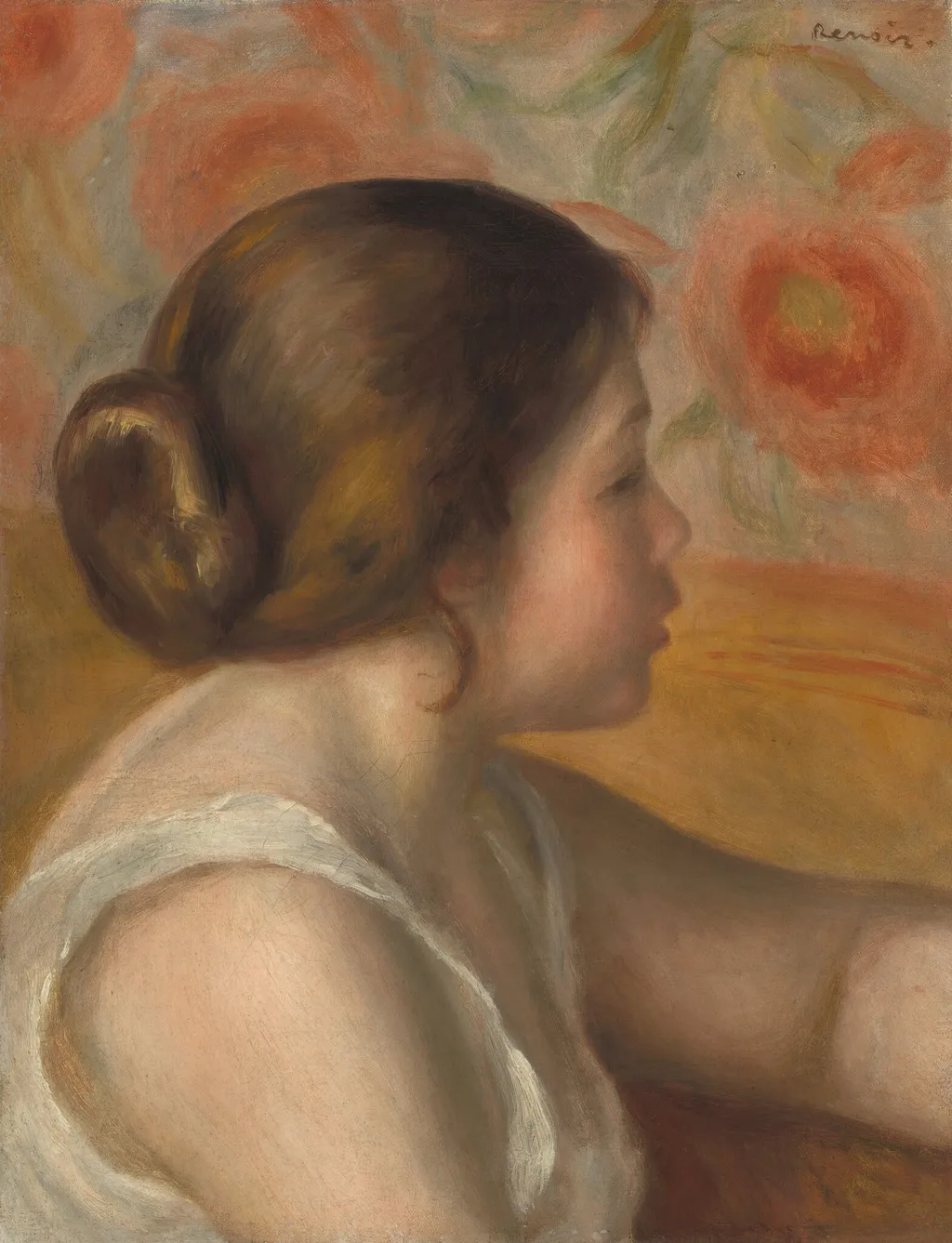 Head of a Young Girl, by Auguste Renoir, oil, 1890
