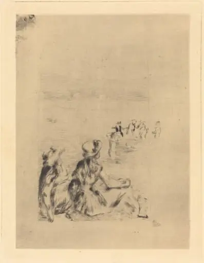 On the Beach - At Berneval (Sur la plage - a Berneval), by Auguste Renoir