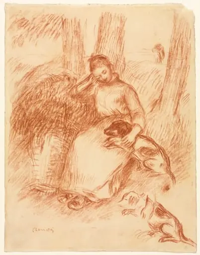 Peasant Girl with Dog, by Auguste Renoir