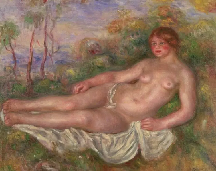 Reclining Woman Bather, by Auguste Renoir