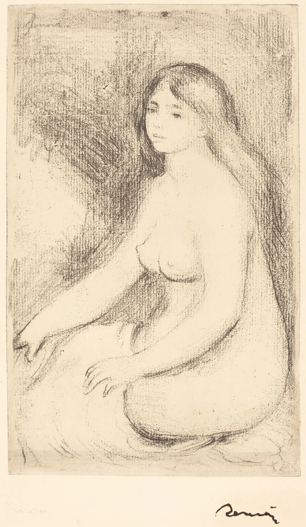 Seated Bather (Baigneuse assise), by Auguste Renoir, ink, 1905