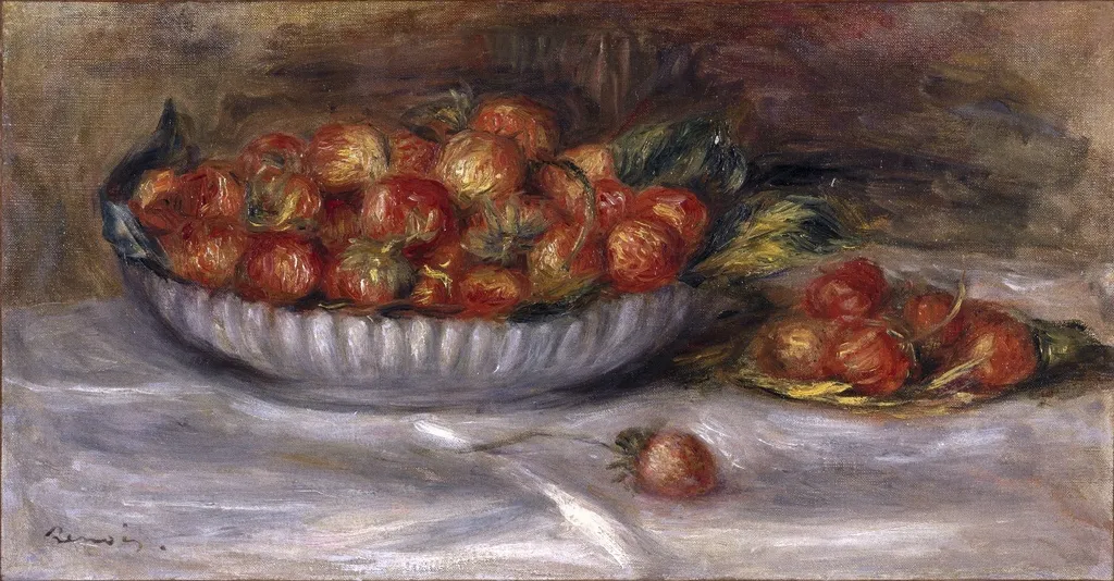 Still Life with Strawberries, by Auguste Renoir, oil, 1914