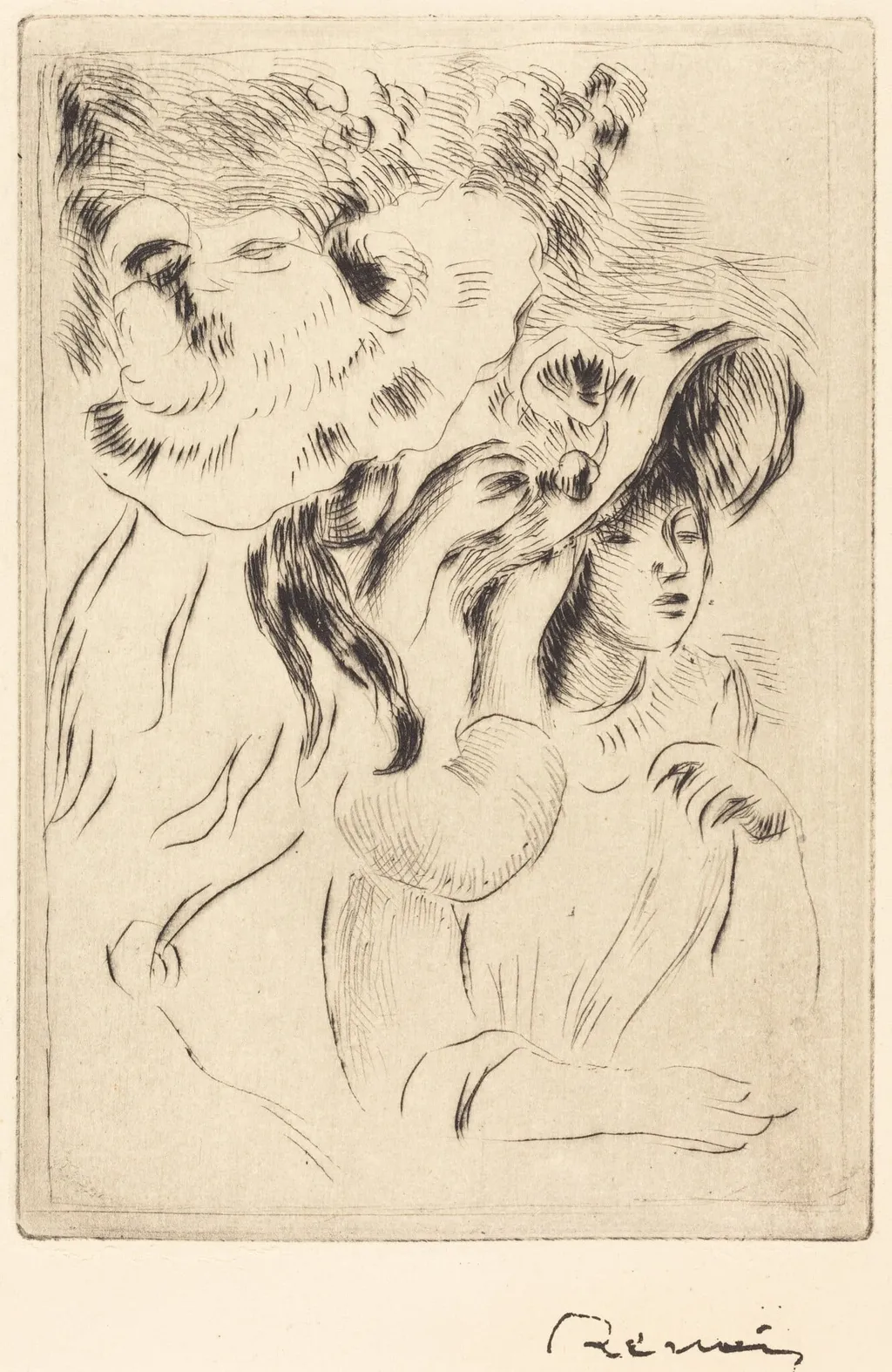 The Hat Pin (Le chapeau epingle), by Auguste Renoir, ink, 1894