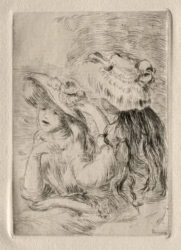 The Hatpin (Berthe Morisot's Daughter and Her Cousin), 1st plate, by Auguste Renoir