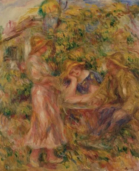 Three Figures in Landscape, by Auguste Renoir, oil, 1916
