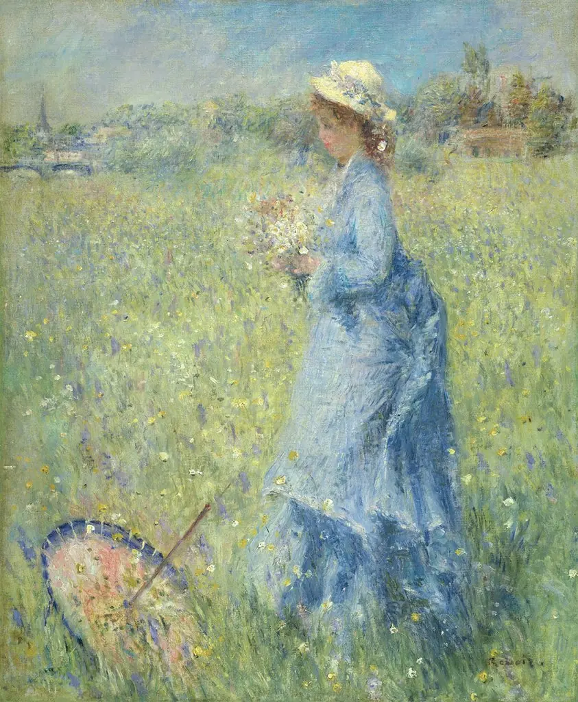 Woman picking flowers, by Auguste Renoir