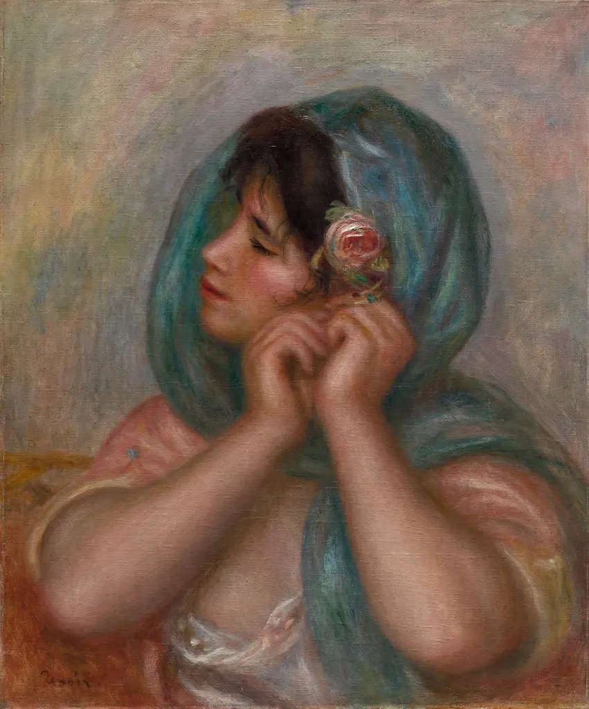 Young Woman Arranging Her Earring, by Auguste Renoir