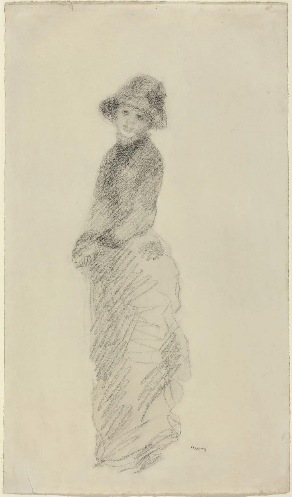 Young Woman Standing, by Auguste Renoir, chalk, 1880