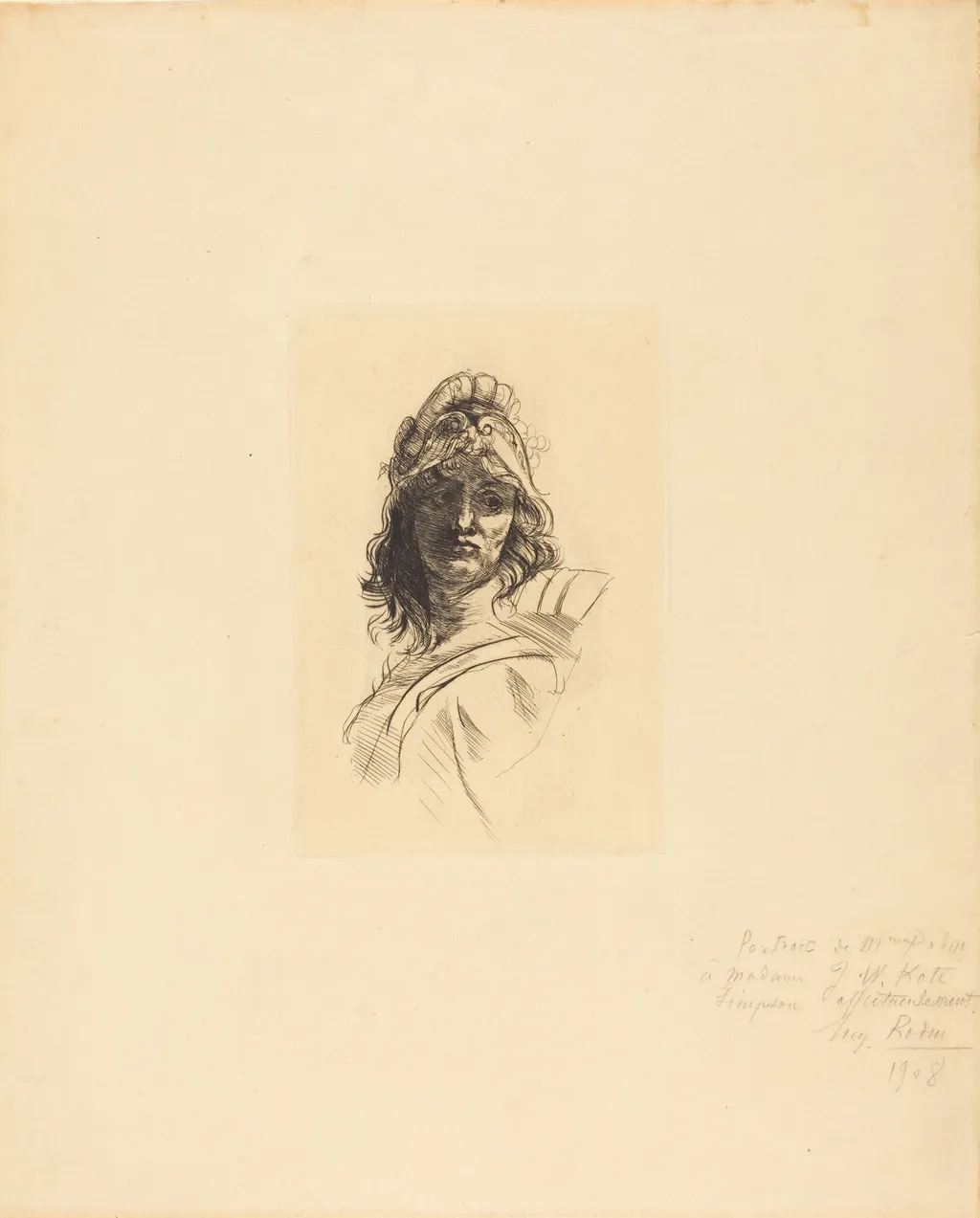 Buste de Bellone, by Auguste Rodin, ink, 1883