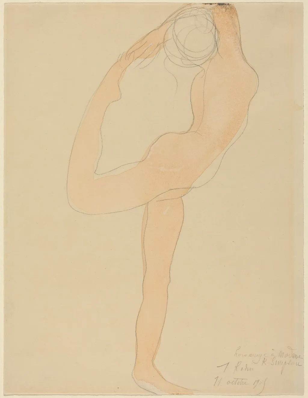 Dancing Figure, by Auguste Rodin, graphite, 1905