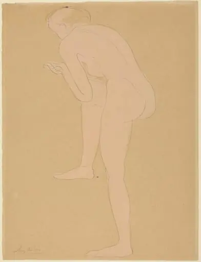 Figure Bending Forward with Right Knee Raised, by Auguste Rodin