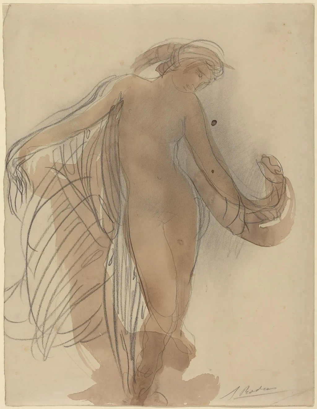 Figure Facing Forward, by Auguste Rodin, graphite, 1878