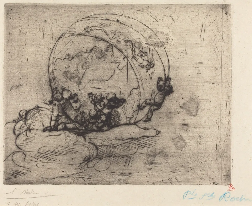 Les Amours Conduisant le Monde (Love Turning the World), by Auguste Rodin, ink, 1881