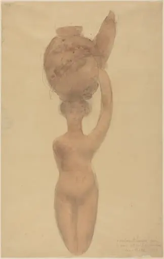 Nude Woman Carrying Vase on Head, by Auguste Rodin